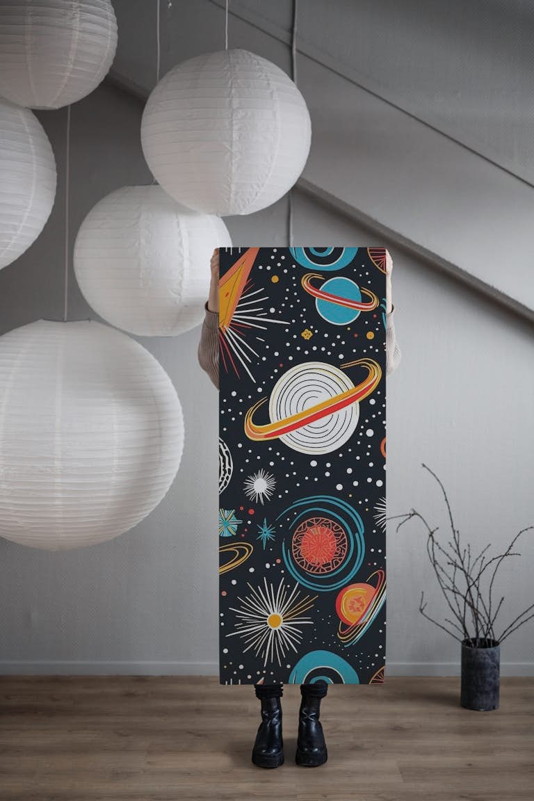 Vintage Space World behang roll