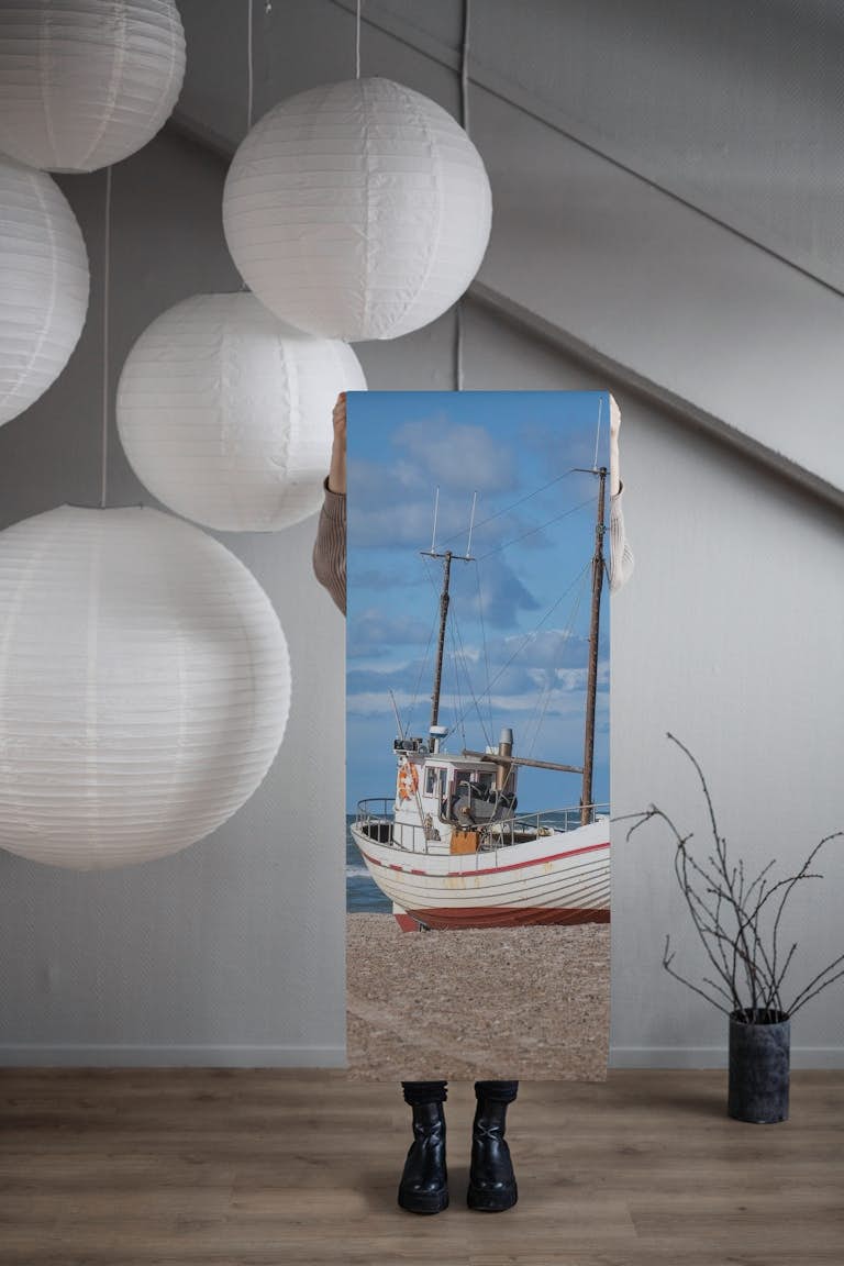Denmark Beach Fishing Boat wallpaper roll