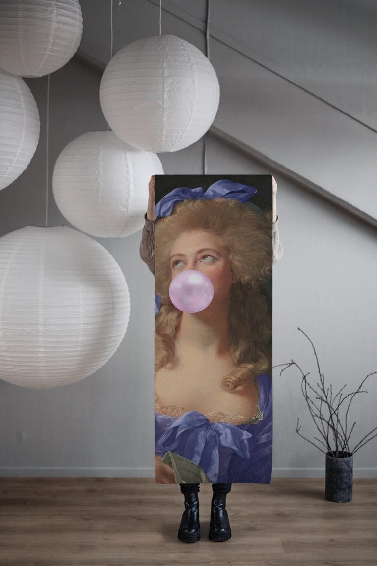 Royal Blue Lady with Bubble Gum behang roll
