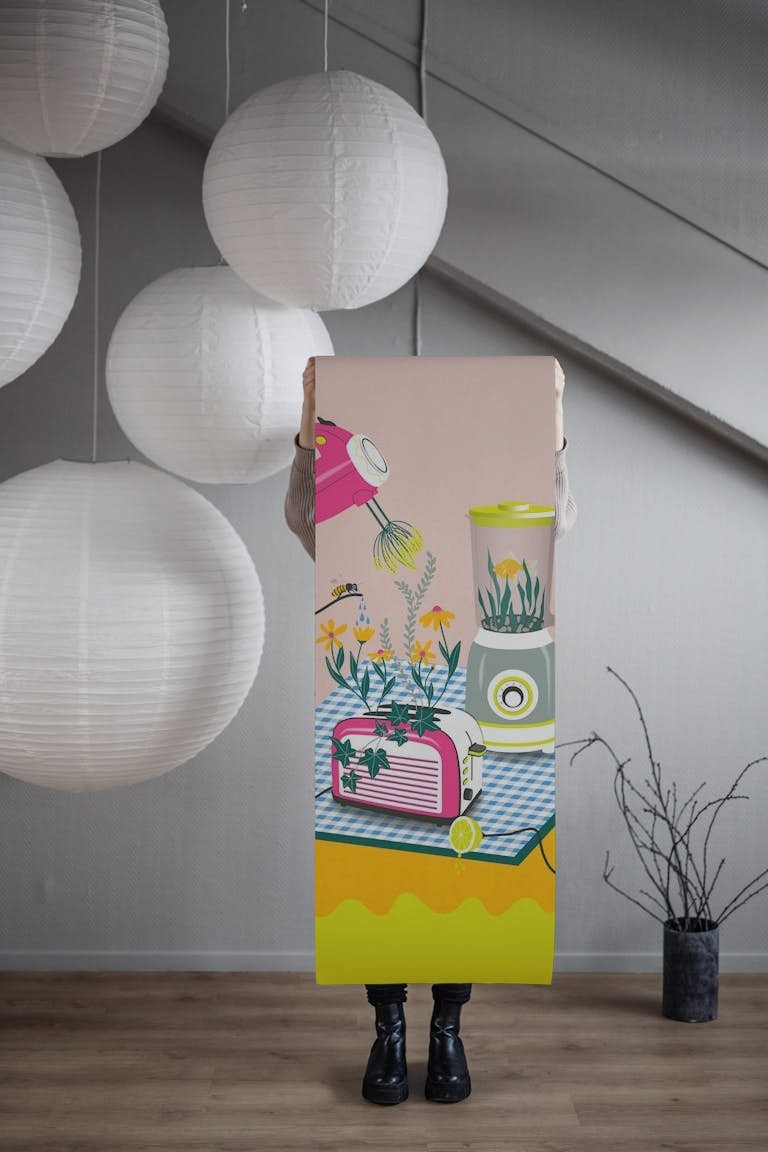 Surreal blooming kitchen papel de parede roll