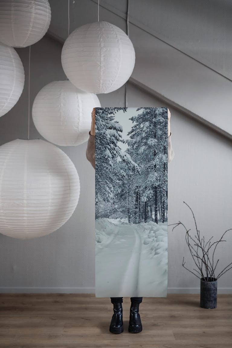 Path in winter papel pintado roll