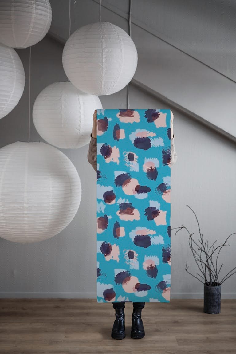 Abstract Stains Blue carta da parati roll