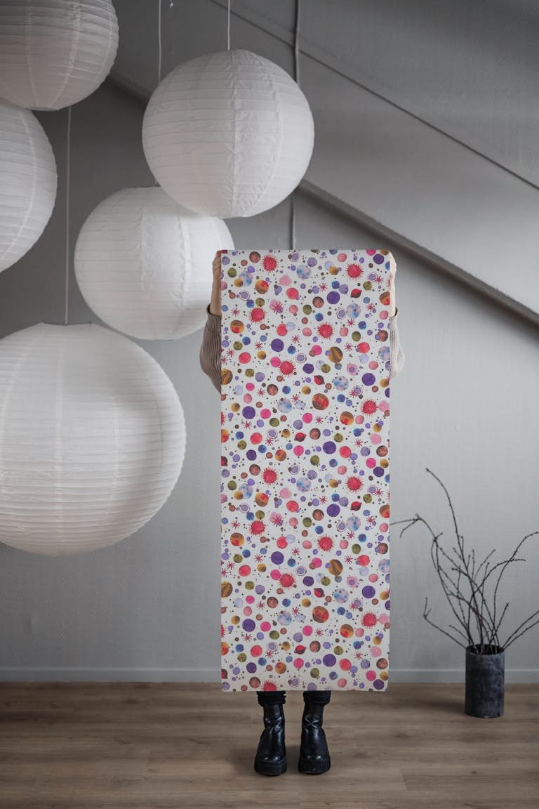 Planet Constellations Pink behang roll
