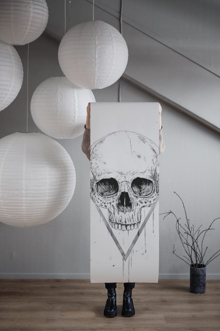 Skull in a triangle (bw) wallpaper roll