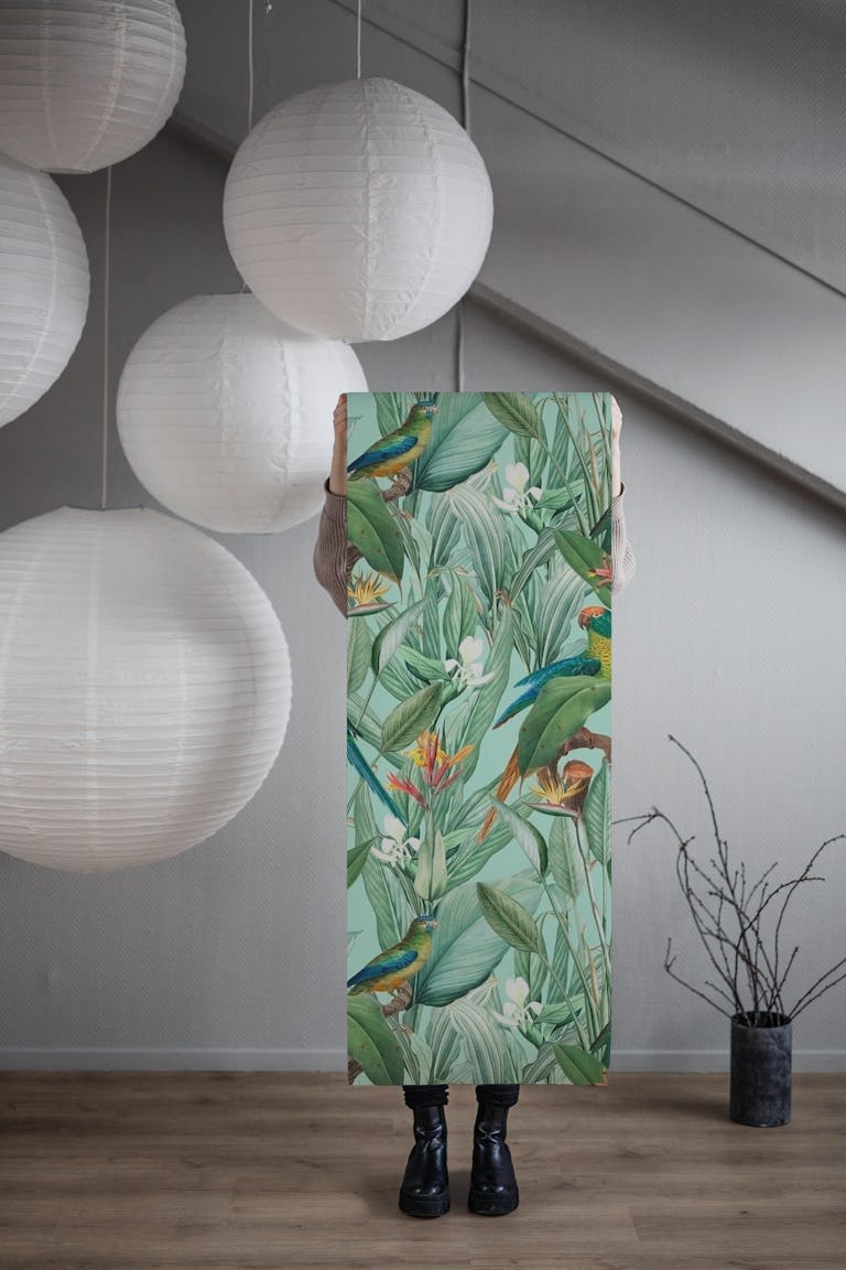 Tropical Parrots in the Jungle wallpaper roll