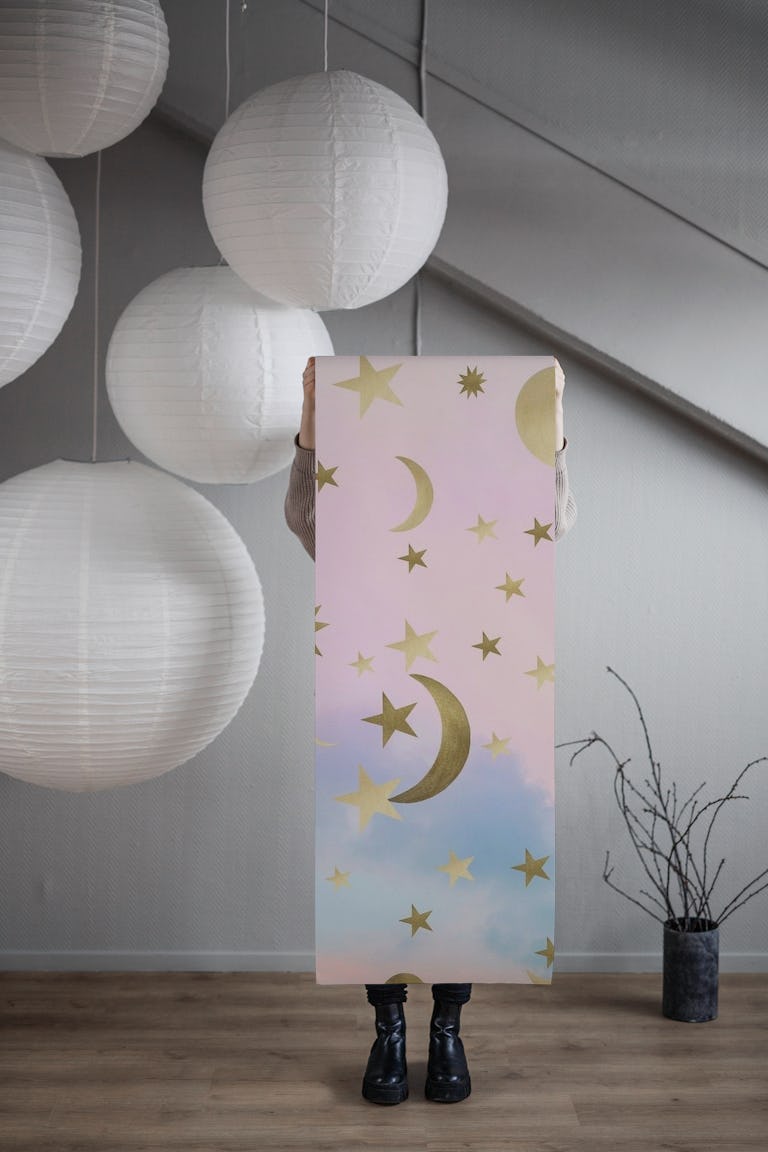 Pastel Starry Sky Moon Dream 1 wallpaper roll
