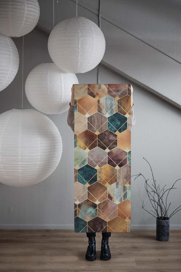 Natural Hexagons And Diamonds wallpaper roll