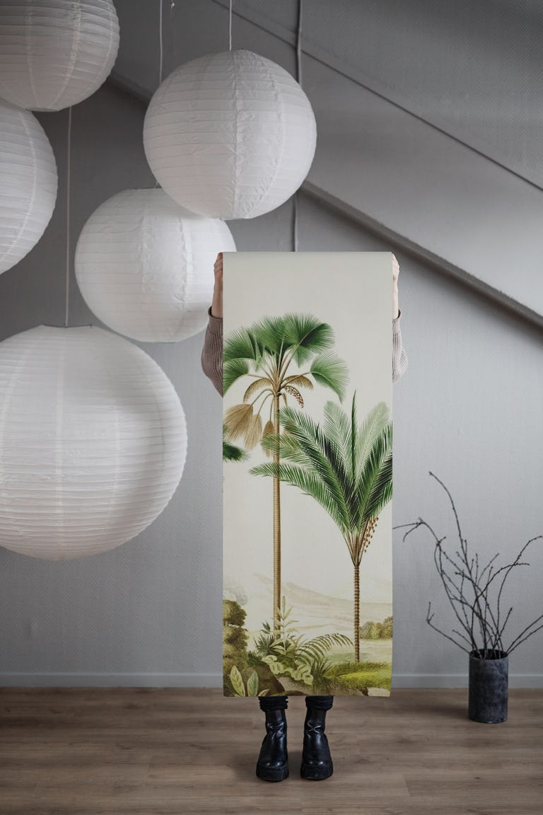Vintage palm trees behang roll