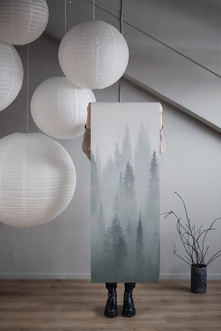 Misty forest silence wallpaper roll