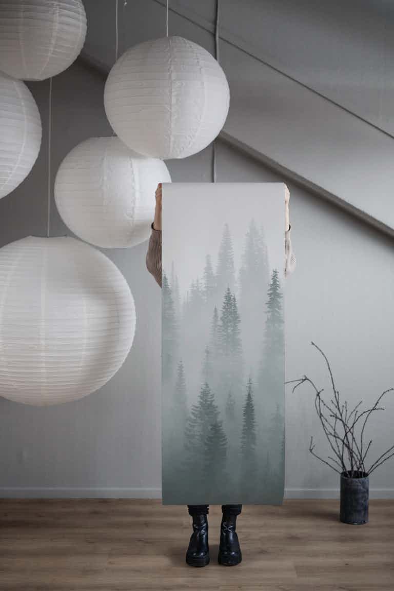 Misty forest silence wallpaper roll