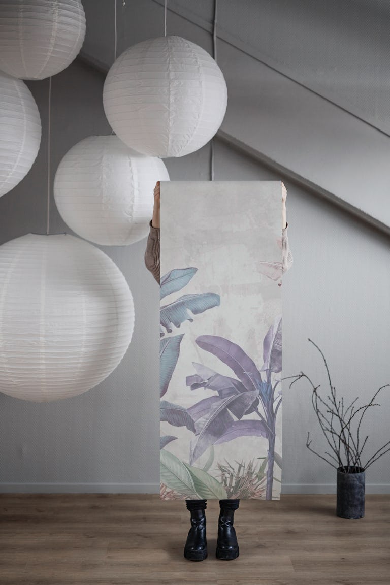 Soft botanical art wallpaper roll