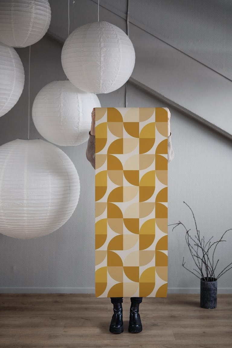 Mid Century Geometric Mustard wallpaper roll
