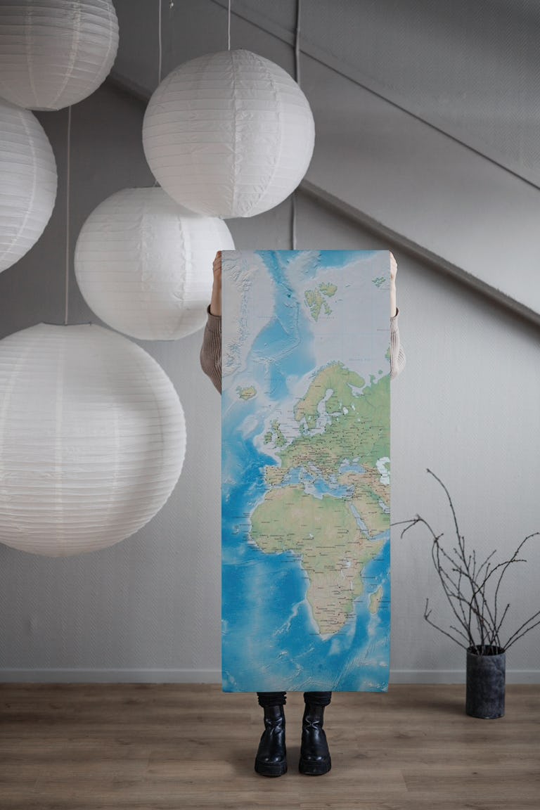 World map wallpaper roll