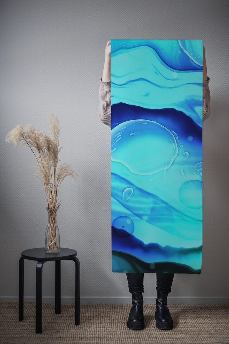 Blue Ocean Mermaid Waves wallpaper roll