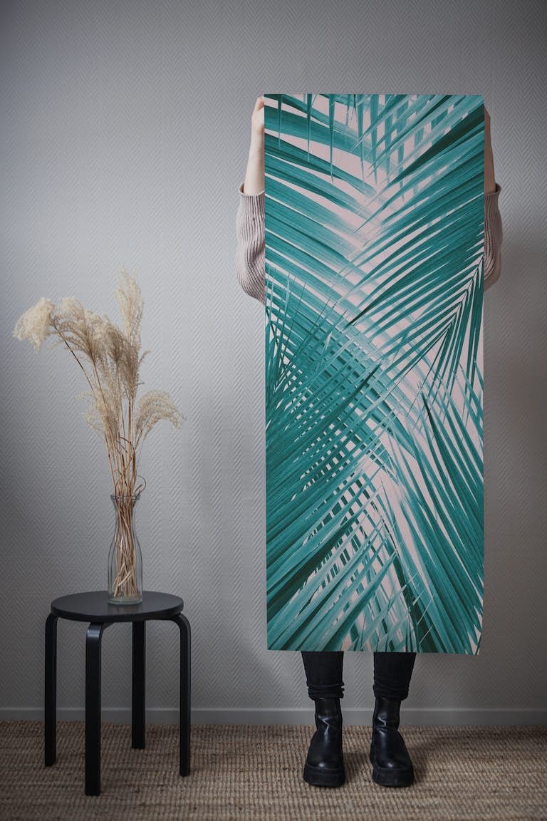 Teal Blush Palm Leaves Dream 1 tapete roll