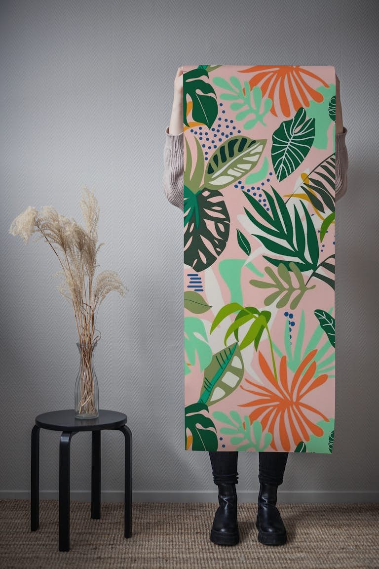 Simple graphic jungle pattern tapetit roll