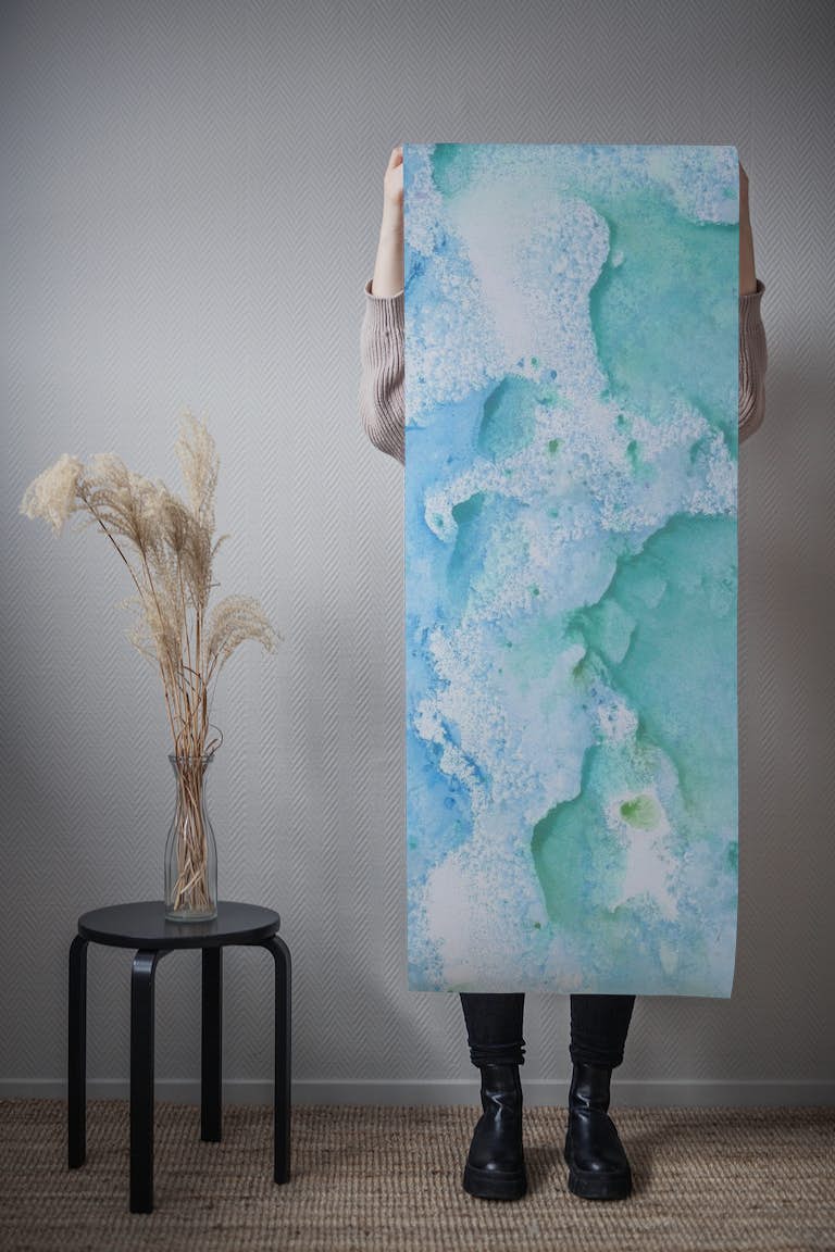 Soft Turquoise Watercolor 1 behang roll