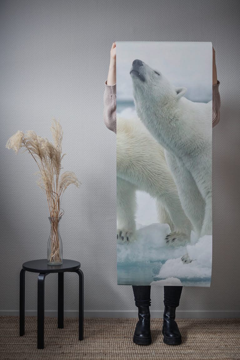 Polar bears  mother and son behang roll