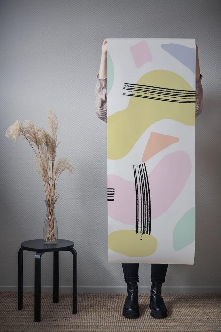 Pastel abstract lines tapeta roll