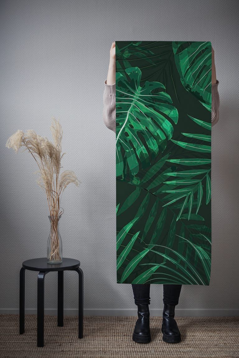 Green Monstera Palm Leaves tapetit roll