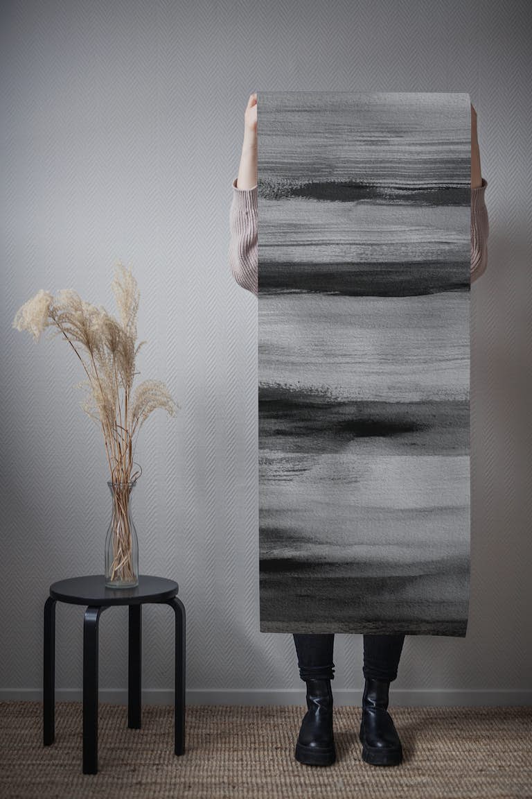 Black Gray White Watercolor 5 tapetit roll
