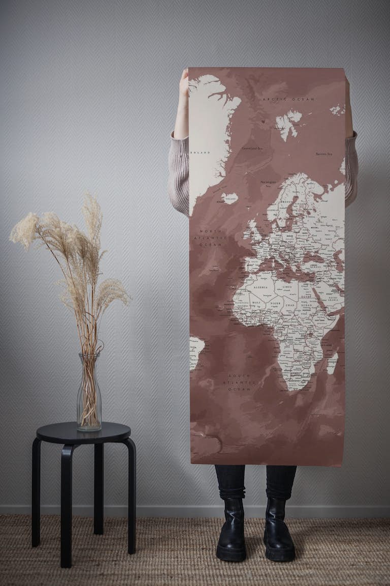 Detailed world map Hikmat papel pintado roll
