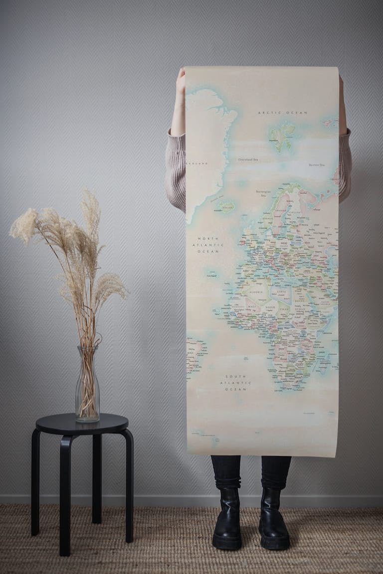 Detailed world map Jacquotte papiers peint roll