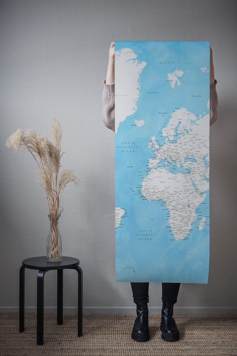 Detailed world map Naolin papiers peint roll