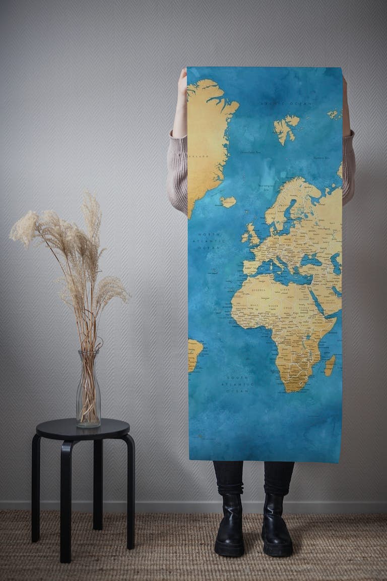 Detailed world map Ernestt wallpaper roll