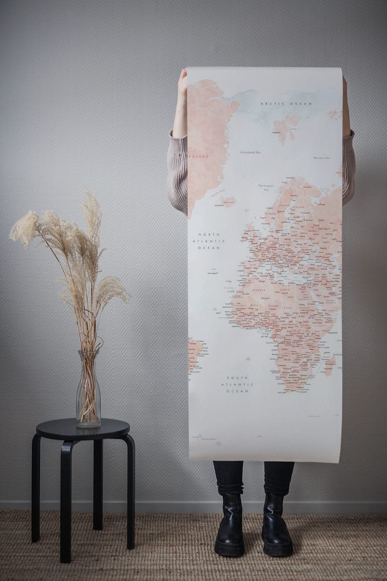 Detailed world map Lynnette wallpaper roll