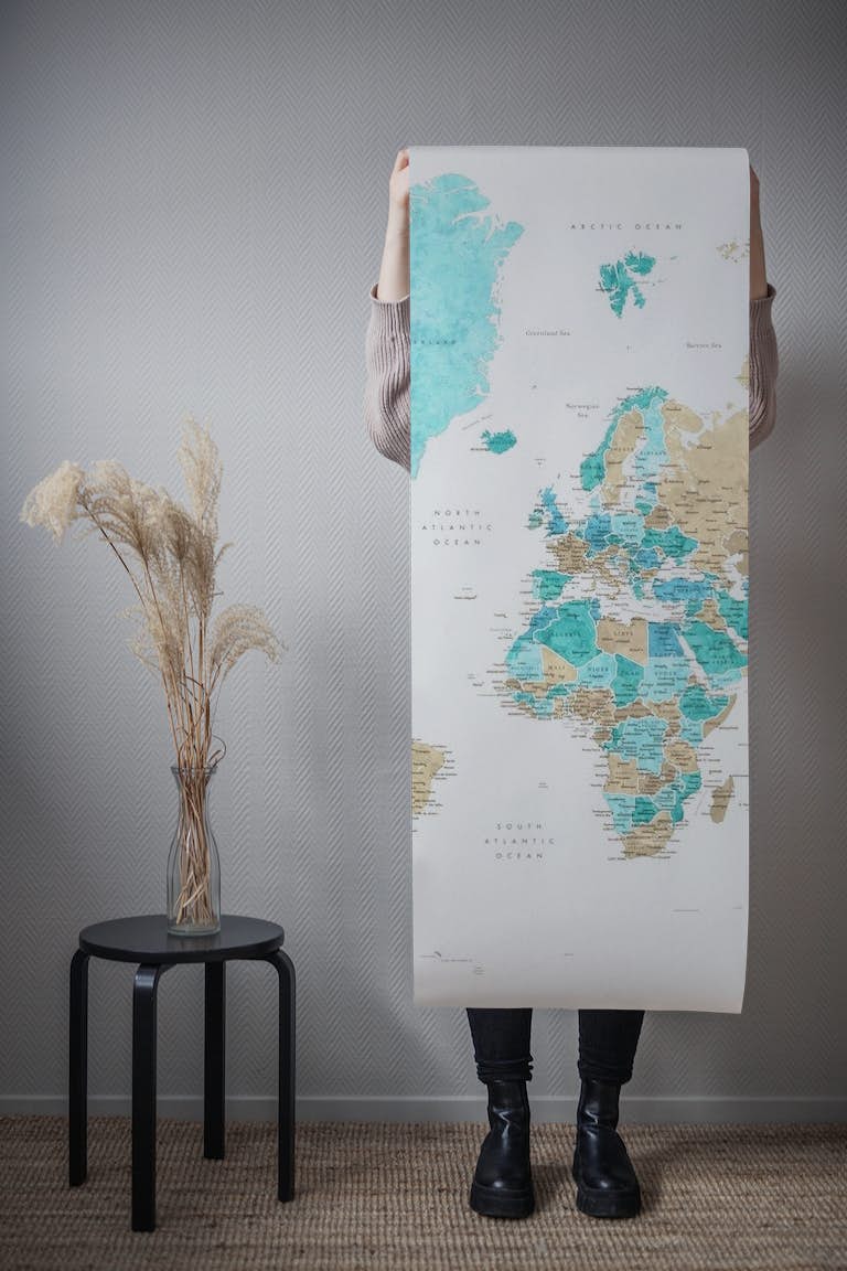 Detailed world map Phillipa papel pintado roll