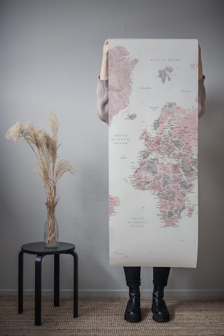 Detailed world map Majken wallpaper roll