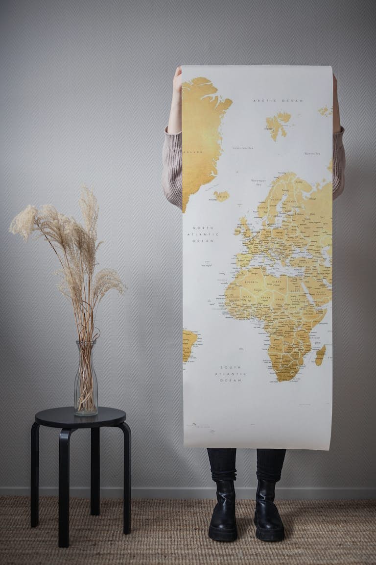 Detailed world map Rossie papel pintado roll
