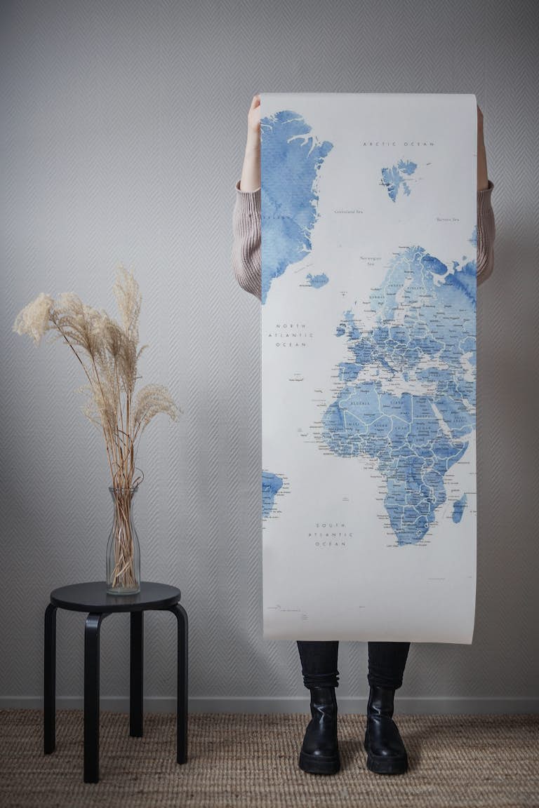 Detailed world map Vance papiers peint roll
