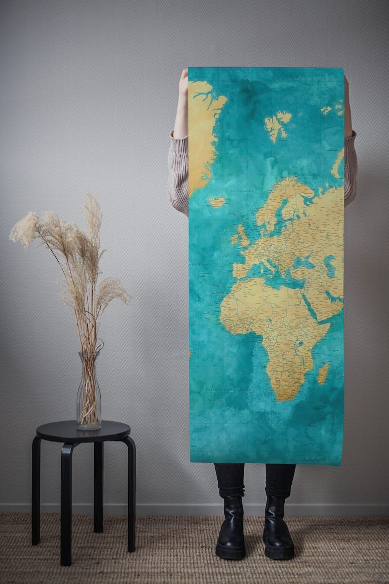 High detail world map Lexy papel pintado roll