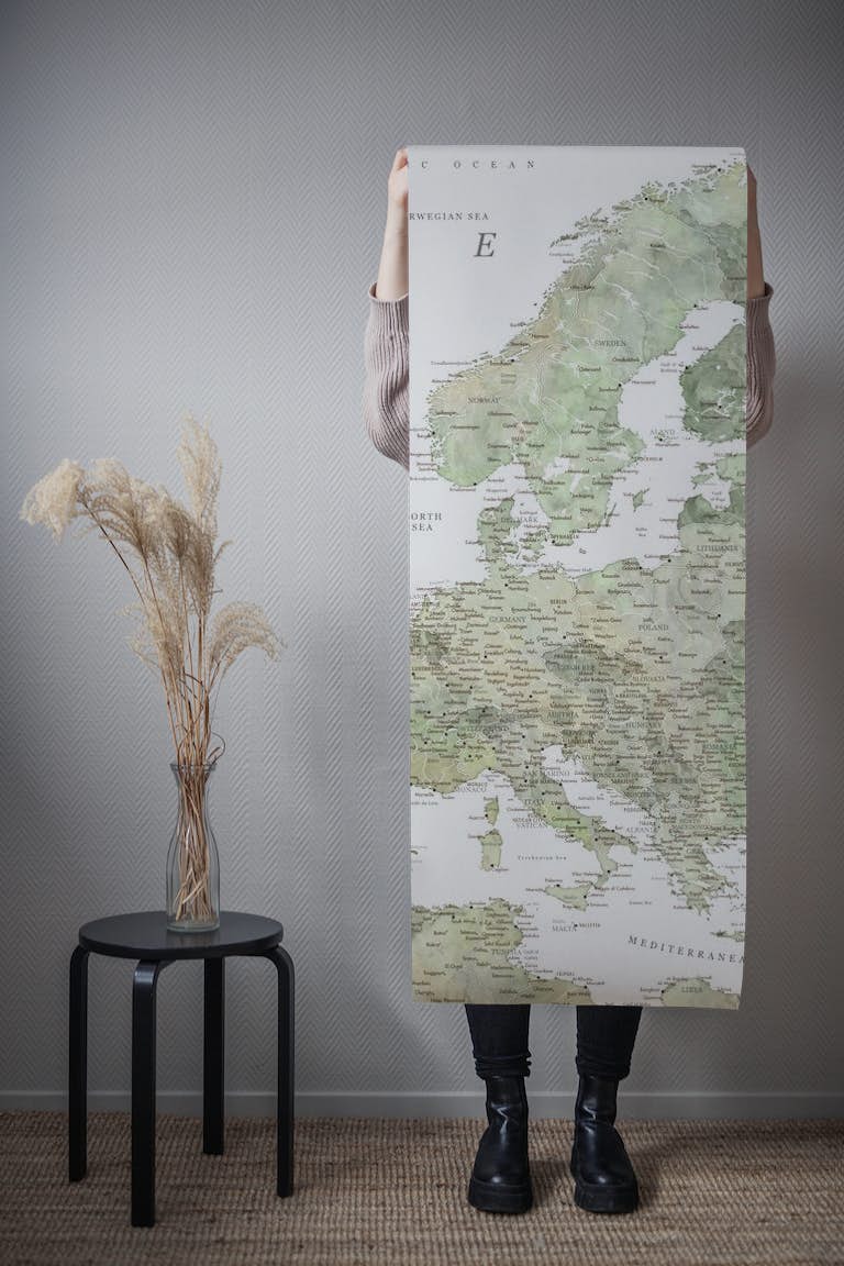 Detailed Europe map Livia papel pintado roll