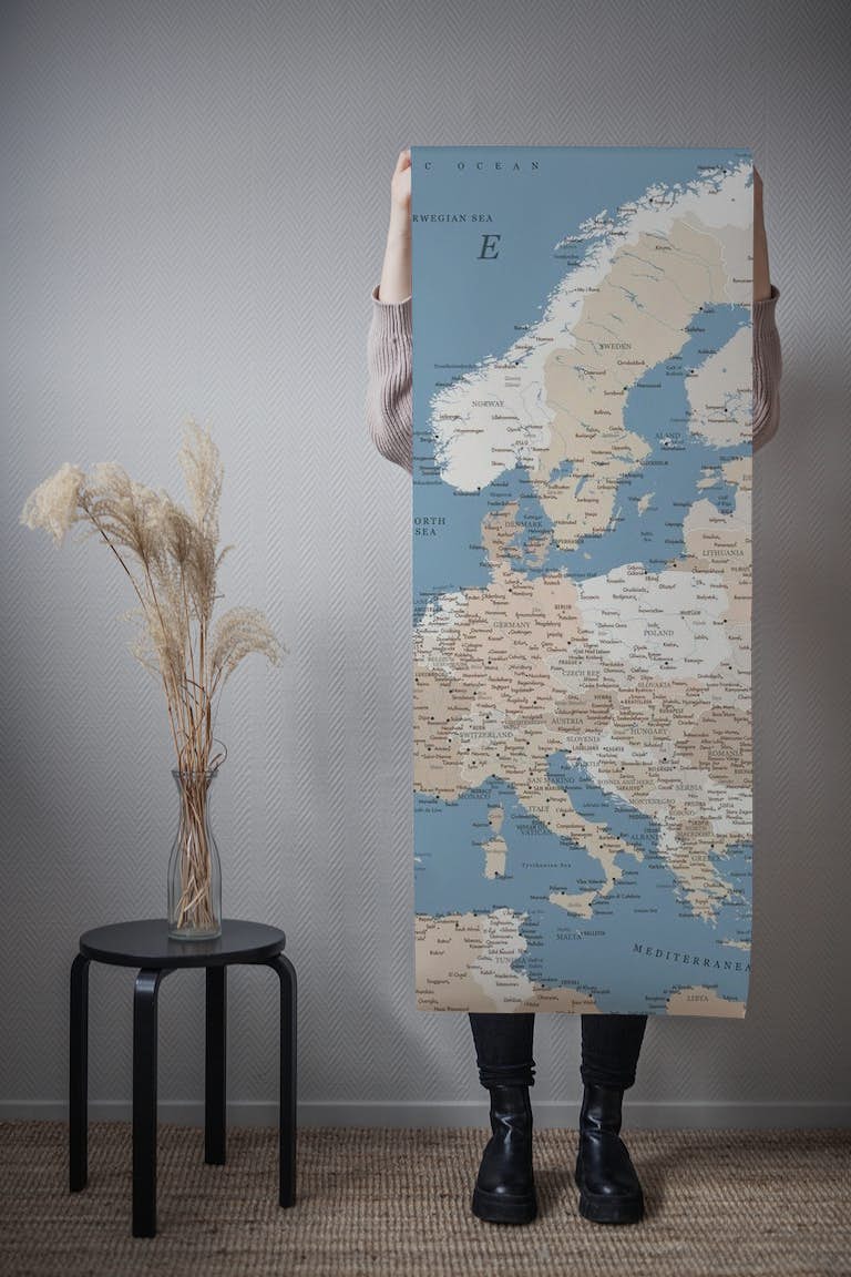 Detailed Europe map Amias tapetit roll