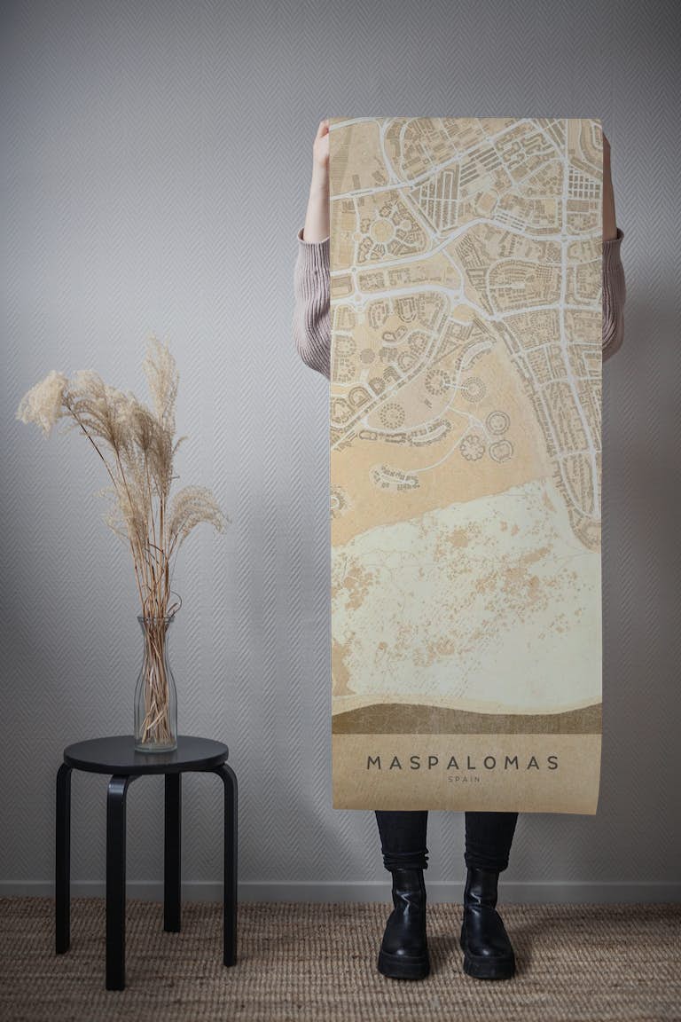 Vintage map of Maspalomas papel pintado roll