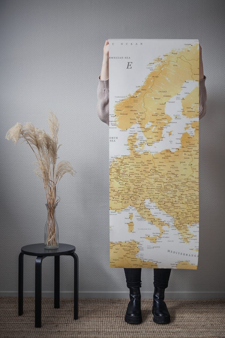 Detailed Europe map Rossie papel de parede roll