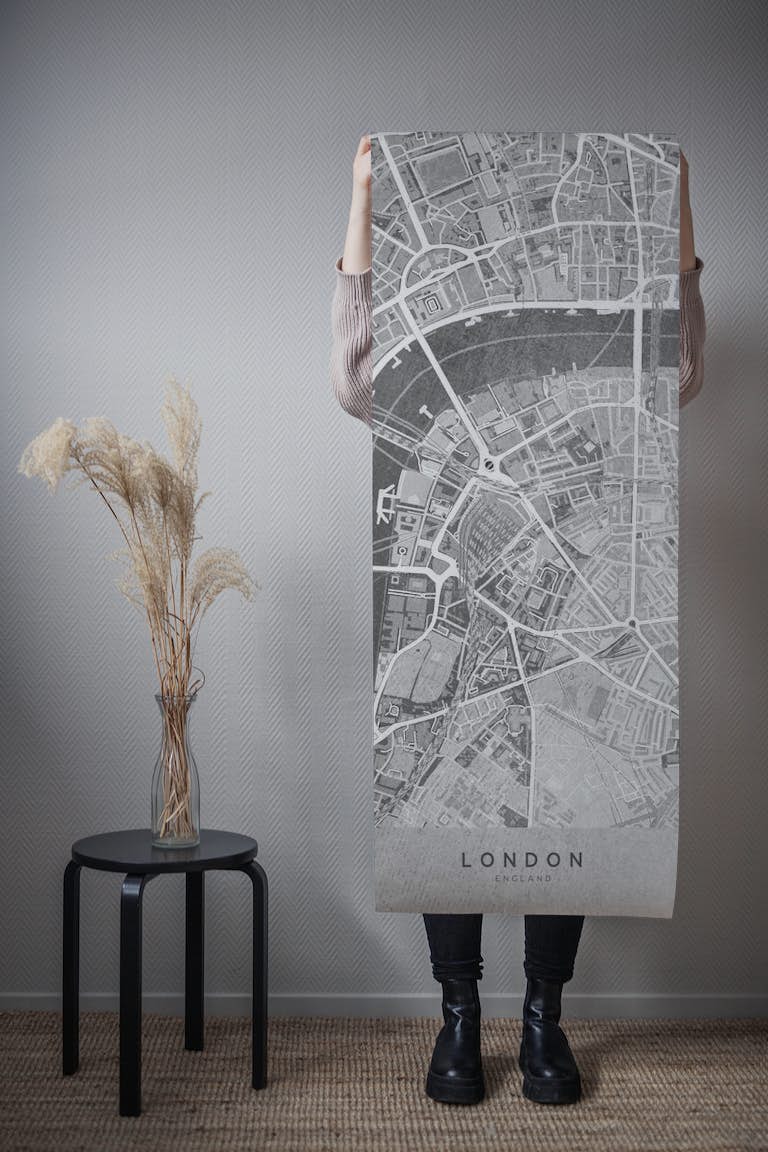 Gray vintage London map ταπετσαρία roll
