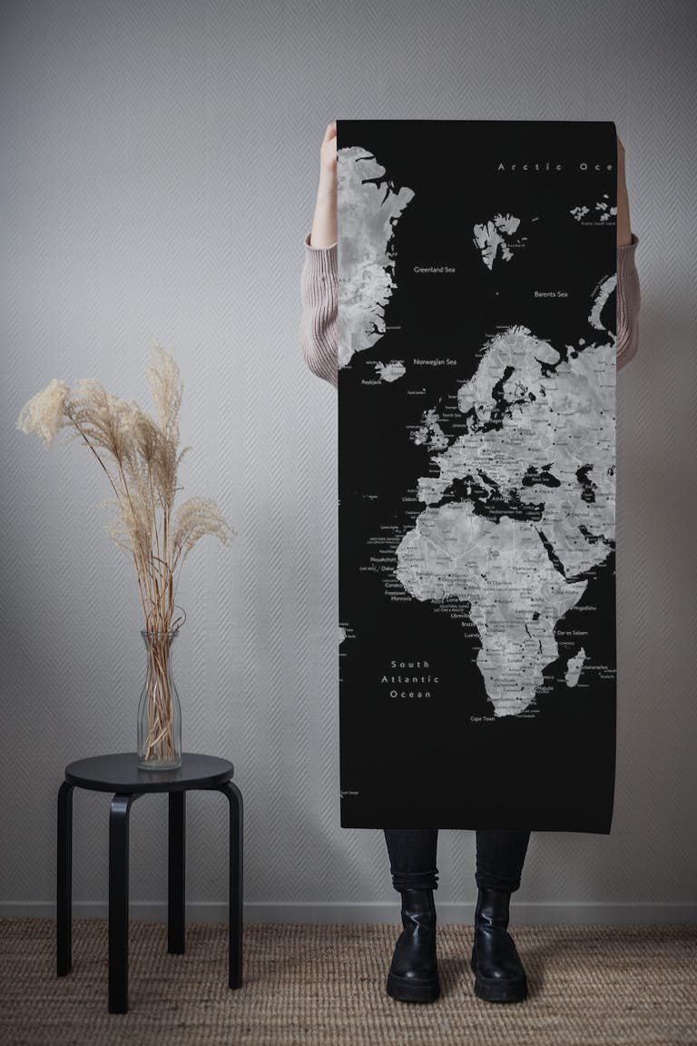 Baibah world map with cities tapety roll