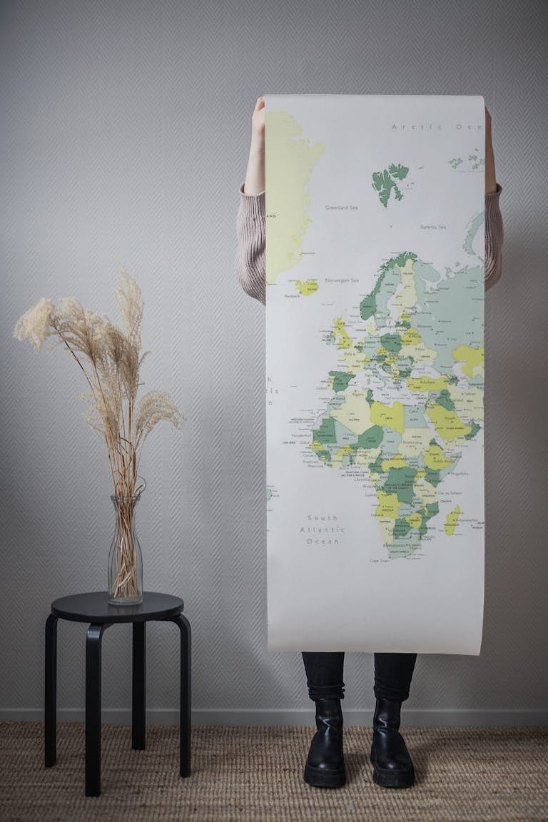 Kapueo world map with cities papel de parede roll