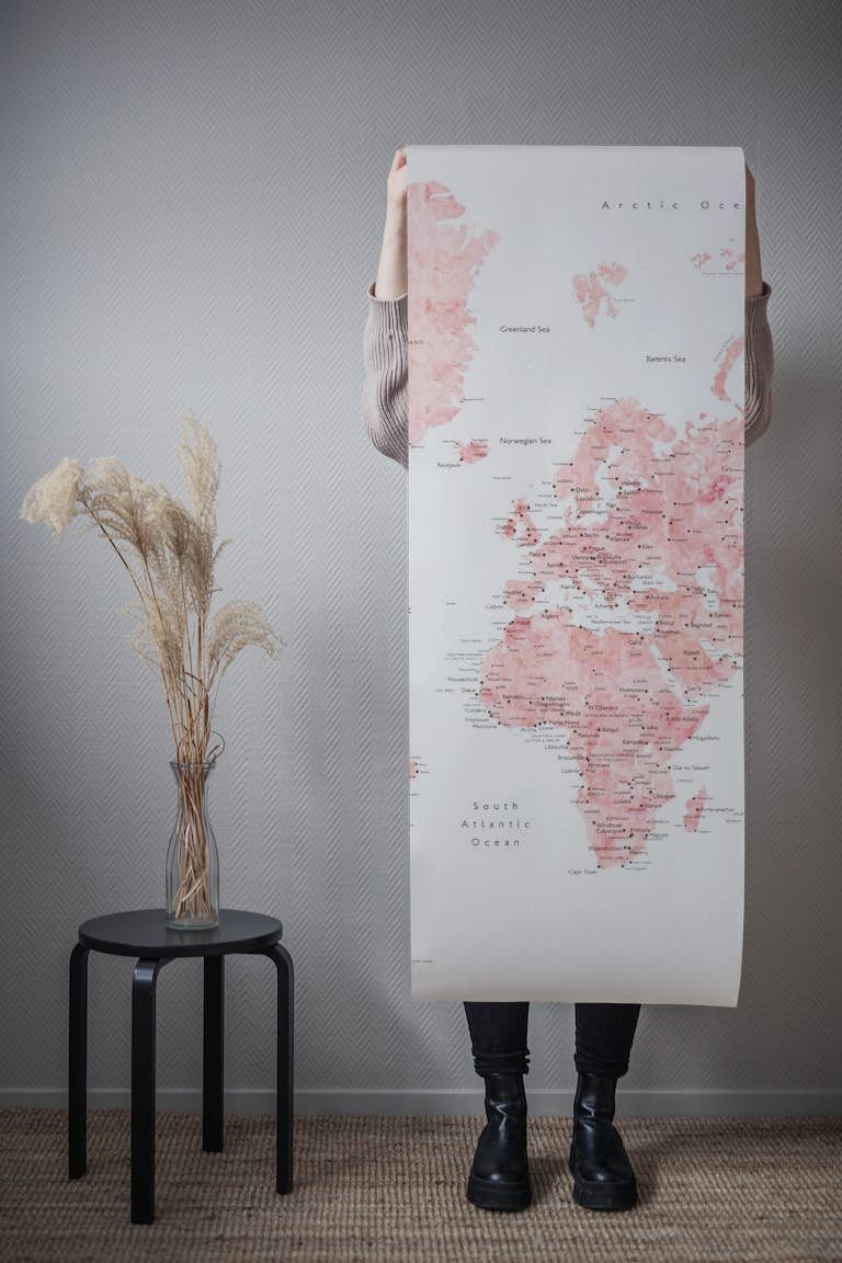 Alheli world map with cities papel pintado roll