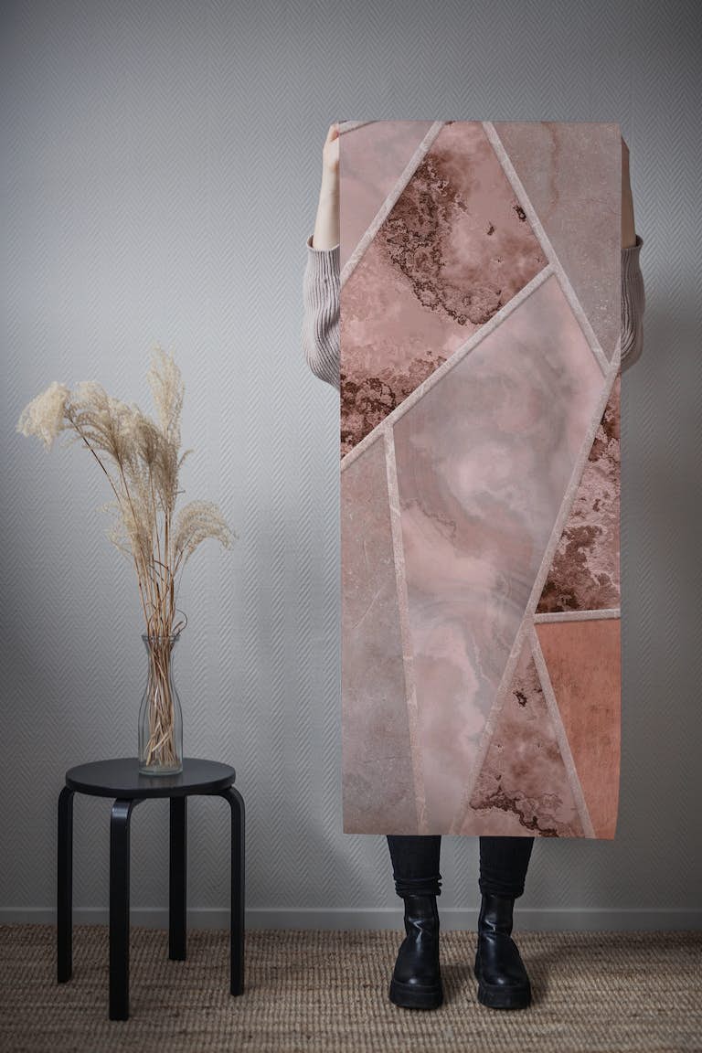 Blush Pink And Peach Marble tapetit roll
