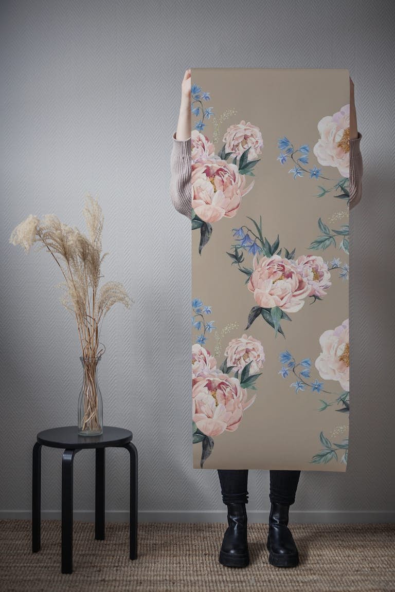 Vintage Floral XL ~ Mocha papel pintado roll