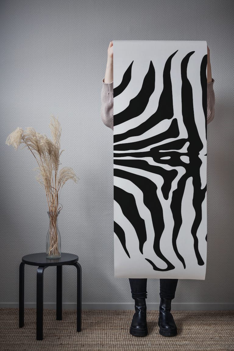 Zebra Print Black White wallpaper roll