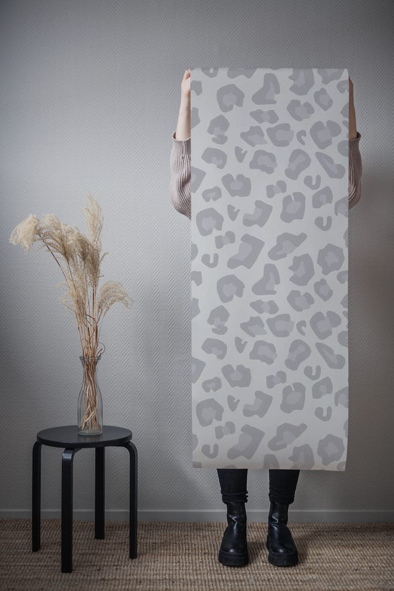 Leopard Animal Print Pale Gray behang roll