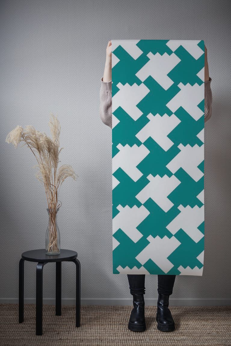 Aztec Abstract Teal behang roll