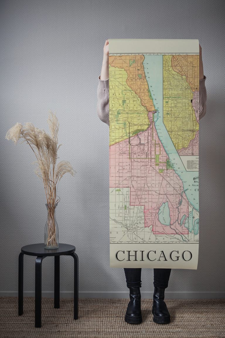 Vintage Map Chicago From 1897 tapeta roll