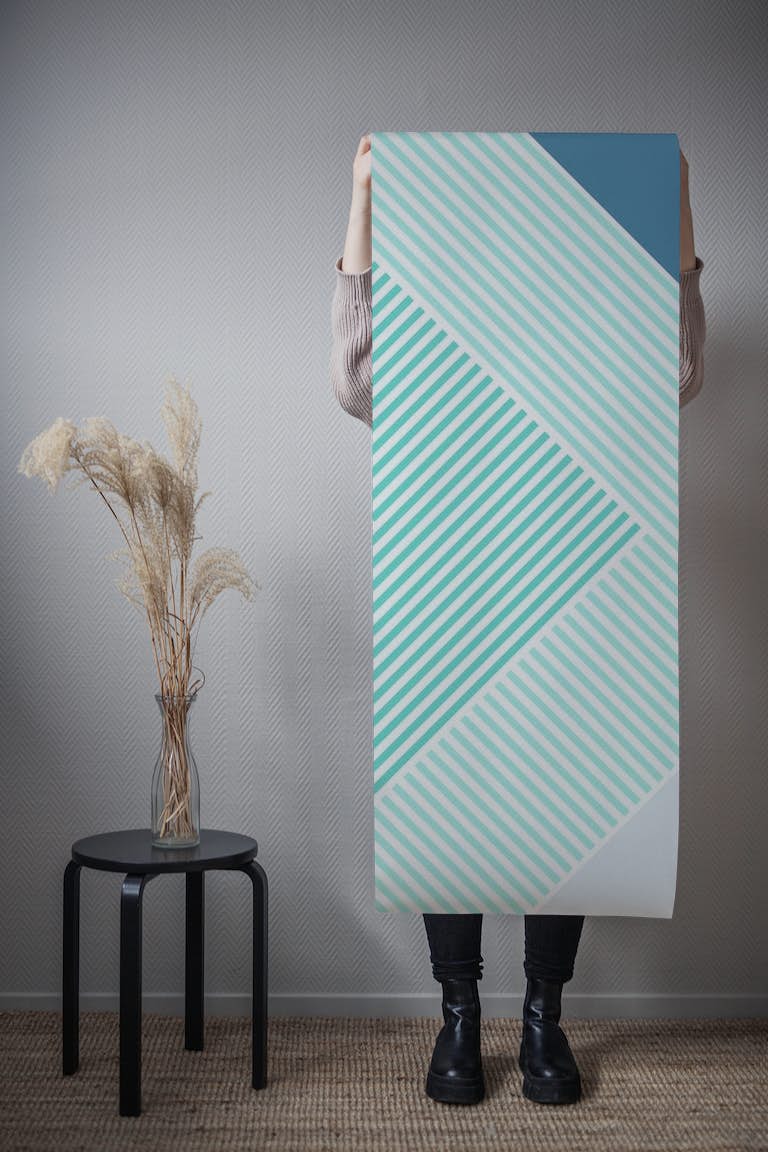 Minimal Triangles Teal tapety roll